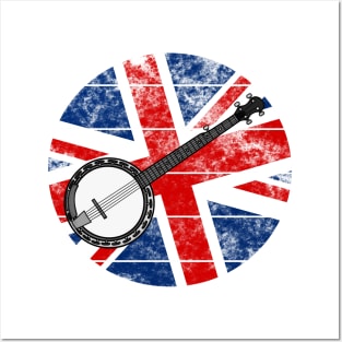 Banjo UK Flag Britain Banjoist British Musician Posters and Art